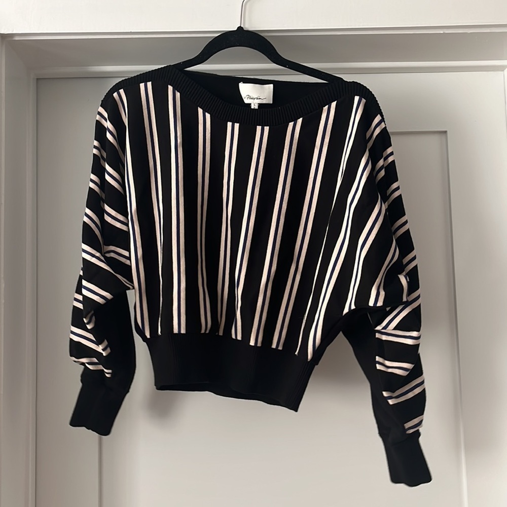3.1 PHILLIP LIM 3/4 sleeved boat neck striped sweater small
